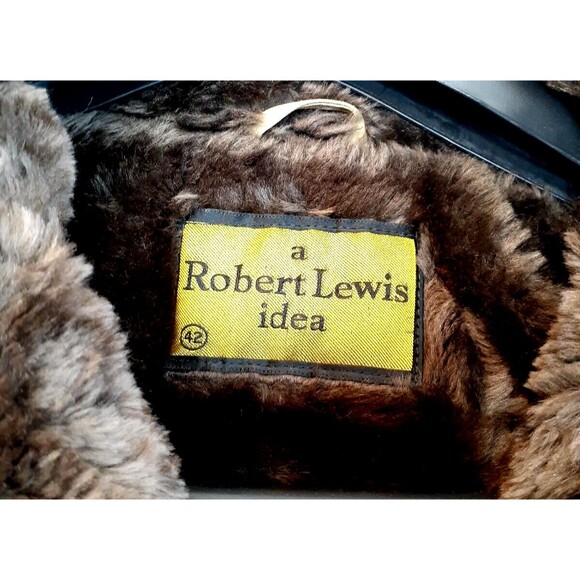 Vintage A Robert Lewis Idea HEAVY Coat Size 42 Mens Large Beige Faux Fur Lining - Picture 8 of 16